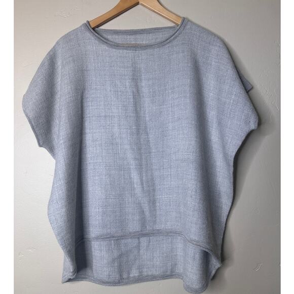 Cuyana Tops - Cuyana Alpaca Gray Boat Neck High Low Top Boxy Oversized Cap Sleeve Petite